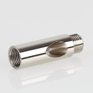 M10x1x7 mm Auengewinde Messing Verlngerung mit Kabelausgang und Seilauslass, vernickelt,  12 mm