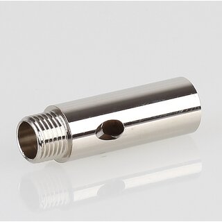 M10x1x7 mm Auengewinde Messing Verlngerung mit Kabelausgang und Seilauslass, vernickelt,  12 mm
