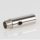 M10x1x7 mm Außengewinde Messing Verlängerung mit Kabelausgang und Seilauslass, vernickelt, Ø 12 mm