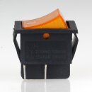 Beleuchteter Wippschalter 2-polig, gelbe LED-Wippe, 250V/16A, mit PVC-Schutzkappe