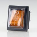 Beleuchteter Wippschalter 2-polig, gelbe LED-Wippe, 250V/16A, mit PVC-Schutzkappe