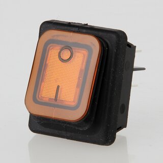 interBr Wippschalter 2-polig, IP65 spritzwassergeschtzt, gelb beleuchtet, 250V/16A, 30x22 mm