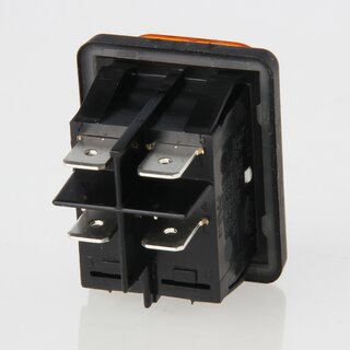 interBr Wippschalter 2-polig, IP65 spritzwassergeschtzt, gelb beleuchtet, 250V/16A, 30x22 mm