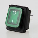 Wippschalter grün beleuchtet 2-polig 30x22 mm 250V/16A IP65