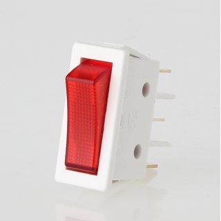Wippschalter rot/wei beleuchtet 1-polig 30x11 mm 250V/16A