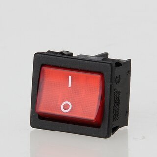 interBr Wippschalter 2-polig, rot beleuchtet, 250V/10A, 19x22 mm