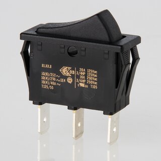 interBr Wippschalter 1-polig, schwarz, Umschalter ohne Mittelstellung, 250V/16A, 30x11 mm