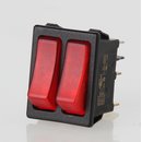 Wippschalter rot beleuchtet 2x1-polig 30x22 mm 250V/16A