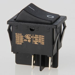 interBr Wippschalter 2-polig, schwarz, 250V/16A, 30x22 mm