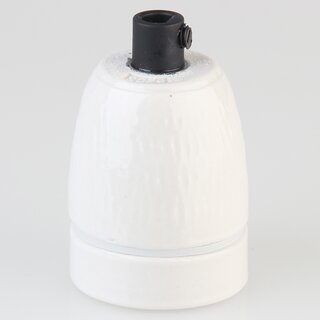 E27 Premium Porzellan-Lampenfassung glasiert, inkl. Kunststoff-Zugentlaster schwarz 250V/4A M10x1 IG