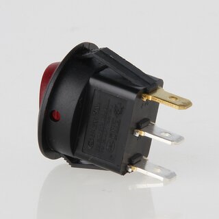 interBr Wippschalter 1-polig, rot beleuchtet, 250V/10A,  20 mm