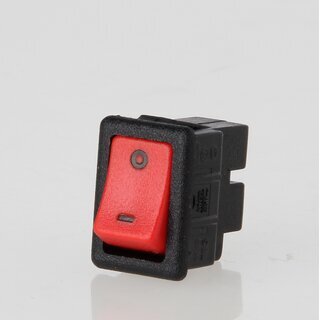 interBr Wippschalter 1-polig, rot beleuchtet, 250V/6A, 19,4x13 mm