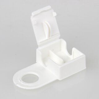 Zugentlaster 42,5x24 mm Kunststoff Wei mit Mittelloch 10 mm und Kabelclip