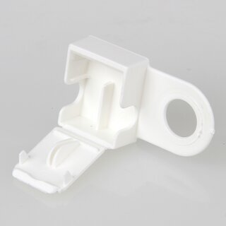 Zugentlaster 42,5x24 mm Kunststoff Wei mit Mittelloch 10 mm und Kabelclip
