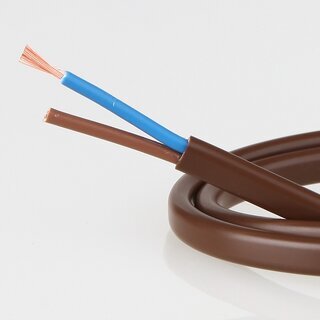 PVC-Lampenkabel braun 2-adrig 2x0,75 mm H03VVH2-F &ndash; Flachkabel - Meterware