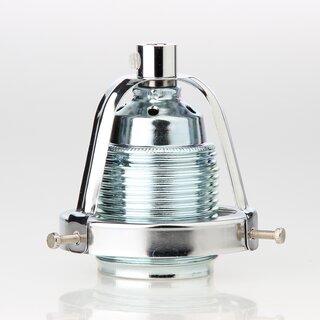 Lampen-Glashalter Set mit E27 Premium-Fassung und Metall-Zugentlaster, verchromt 62x57