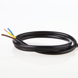 PVC-Lampenkabel schwarz 3-adrig 3x0,75 mm H03VV-F &ndash; Rundkabel - Meterware