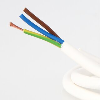 PVC-Lampenkabel wei 3-adrig 3x0,75 mm H03VV-F &ndash; Rundkabel - Meterware
