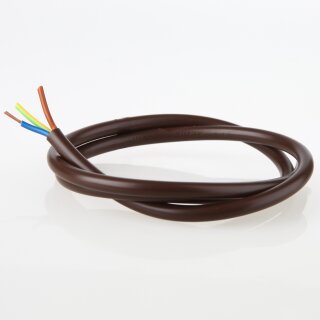 PVC-Lampenkabel braun 3-adrig 3x0,75 mm² H03VV-F – Rundkabel - Meterware
