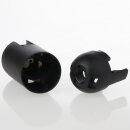 E14 Lampenfassung schwarz, Glattmantel, 2-teilig, M10x1 IG, Thermoplast