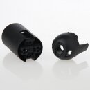 E14 Lampenfassung schwarz, Glattmantel, 2-teilig, M10x1 IG, Thermoplast