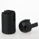 E14 Lampenfassung schwarz, Gewindemantel, 2-teilig, M10x1...