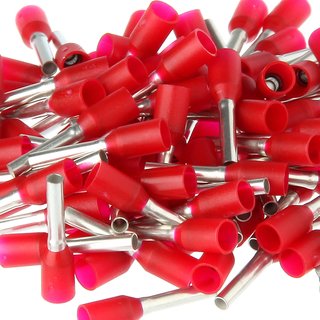 100 x Aderendhlsen 1,0 mm 14 mm rot isoliert