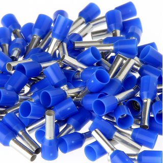 100 x Aderendhlsen 2,5 mm 15 mm blau isoliert