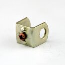 M10x1 Auslass-Gewindeadapter 22x18x21 mm aus gestanztem Eisen, verzinkt, mit M4 Erdungsschraube