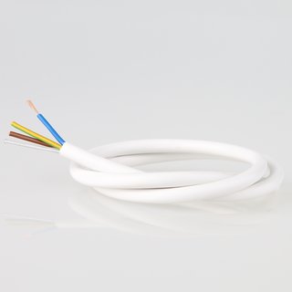 PVC Lampenkabel Rundkabel weiss 3-adrig, 3x1mm mit integriertem Stahlseil als Zugentlastung