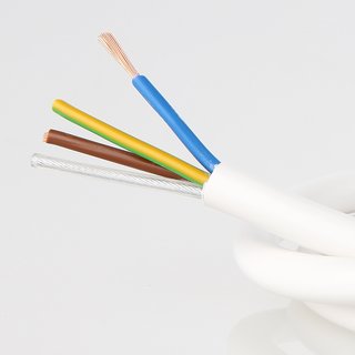 PVC Lampenkabel Rundkabel weiss 3-adrig, 3x1mm mit integriertem Stahlseil als Zugentlastung