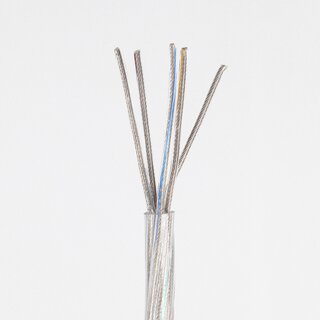 PVC/FEP-Lampenkabel transparent 5-adrig 5x0,75 mm &ndash; hitzebestndiges Rundkabel - Meterware