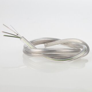 PVC-Lampenkabel Rundkabel transparent 3-adrig 3x0,75 mm FEP/PVC mit integriertem Stahlseil als Zugentlastung - Meterware
