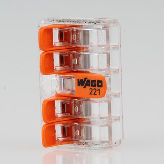 10 x Wago 221-415 Compact Verbindungsklemme 5-polig, transparent, fr alle Leiterarten
