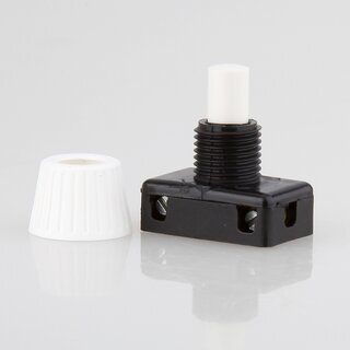 Lampen Einbauschalter &ndash; Einbau-Druckschalter wei, 250V / 2A, 8 mm Achse 1-polig
