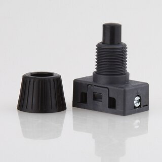 Lampen Einbauschalter &ndash; Einbau-Druckschalter schwarz, 250V / 2A, 8 mm Achse 1-polig