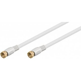 1,5 m SAT TV Antennen-Flachkabel F-Stecker auf F-Stecker vergoldet wei