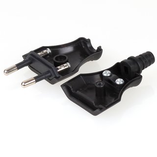 Eurostecker Europa-Flachstecker schwarz 250V/2A mit Schraubkontakte