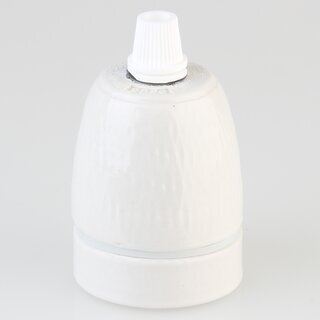 E27 Premium Porzellanfassung glasiert mit Kunststoff Zugentlaster wei mit Quetschverbindung 250V/4A M10x1 IG