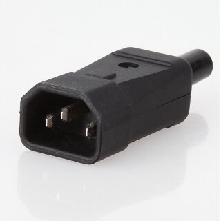 Kaltgerätestecker gerade schwarz 250V/10A 3-polig mit Zugentlastung und Knickschutz – Kaiser