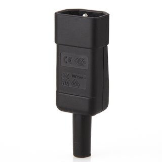 Kaltgertestecker Gertestecker gerade schwarz 250V/10A