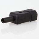 Kaltgerätestecker gerade schwarz 250V/10A 3-polig mit Zugentlastung und Knickschutz – Kaiser