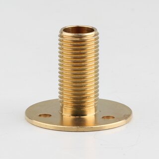 M10x1 Wandnippel / Scheiben-Nippel mit Aufbauscheibe  26x21 mm, Messing poliert, 3 Befestigungslcher