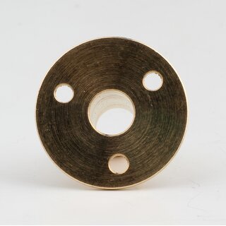 M10x1 Wandnippel / Scheiben-Nippel mit Aufbauscheibe  26x21 mm, Messing poliert, 3 Befestigungslcher