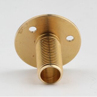 M10x1 Wandnippel / Scheiben-Nippel mit Aufbauscheibe  26x21 mm, Messing poliert, 3 Befestigungslcher