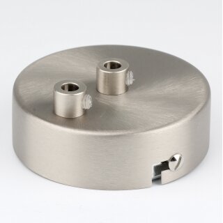 Lampen Zier-Baldachin Metall edelstahloptik Ø 80 mm für 2 Lampenpendel mit Metall-Zugentlaster