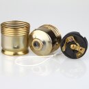 E27 Metall-Lampenfassung vermessingt mit Zugschalter und Erdungspol M10x1 IG