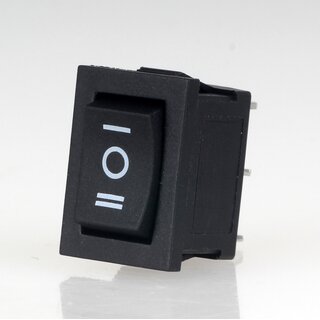 Wippschalter schwarz 1-polig EIN/AUS/EIN 19x12mm 250V/6A