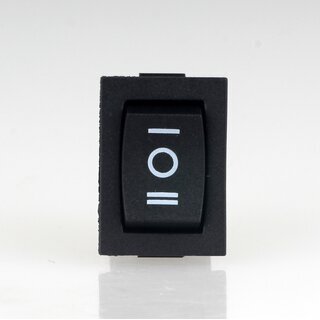 Wippschalter schwarz 1-polig EIN/AUS/EIN 19x12mm 250V/6A
