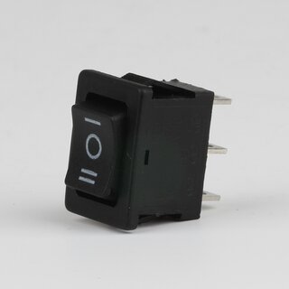 Wippschalter 1-polig, Umschalter EIN/AUS/EIN, schwarz, 250V/6A &ndash; 125V/10A, 20x13 mm